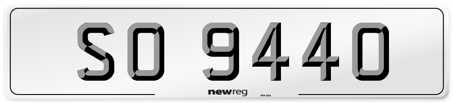 SO 9440 Number Plate from New Reg